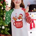 Christmas Little Girls Patchwork Funny Ugly Gingerbread Shirt Santa Party Top Green & Grey 6 Years