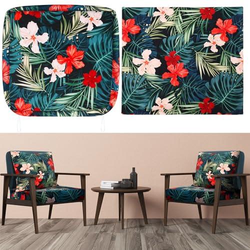 SmoothNovelty 2 Pcs Hawaiian Outdoor Cushion Covers, Patio Chair Seat Cushion and Back Pillow Replacement Covers Set, No Insert, Waterproof Outdoor Cushion Slipcovers Fit for Garden Backyard 24×21"