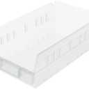 Akro-Mils 30130 Plastic Shelf Bins, Heavy Duty Storage Bins for Garage, Closet, and Drawer Organization, 12-Inch x 6-1/2-Inch x 4-Inch, Clear, 12-Pack