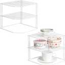 ROFAY Kitchen Cupboard Organiser, 3 Tier White Corner Plate Rack for Kitchen Cupboard Storage - Cupboard Shelf Insert Organiser (Pack of 2)