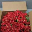 Jexine 240 Pcs Artificial Rose Flowers Bouquet Silk Realistic Flowers Bulk Centerpieces DIY Bride Fake Rose for Home Bridal Wedding Party Decorations(Red)