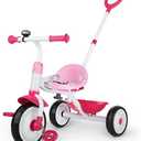 Liberry 2 in 1 Toddler Tricycle Age 2 3 4 Years Old, Kids Trike with Adjustable Push Handle, Bell & Basket, 3 Wheel Bike Riding Toy Birthday for Girls Boys, Pink