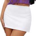 Danysu Stretchy Mini Skorts Mid Waist Skirt with Shorts Side Slit 2025 Sports Daily Going Out Outfits (Small, Lucent White)