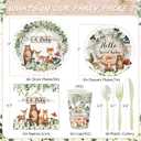 350 Pieces Woodland Baby Shower Decorations Set Serves 50 Guests, Forest Theme Party Supplies Tableware with Plates, Cups, Napkins, Disposable Tableware