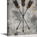 PLIDAAYO Indian Arrow Wall Art Native American Western Canvas Print Picture Vintage Indian Tribal Poster Painting Black Gray and Golden Artwork for Living Room Bedroom Home Decor(Nat-03,12"x18")