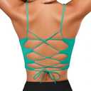 XUNYU Strappy Sports Bras for Women High Support Longline Workout Tops Built in Bra Cross Yoga Crop Tank Top Padded Size Medium