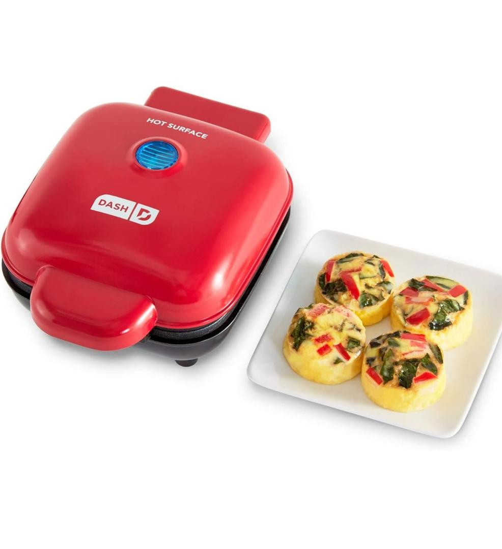 DASH Deluxe Sous Vide Style Egg Bite Maker with Silicone Molds for Breakfast Sandwiches, Healthy Snacks or Desserts, Keto & Paleo Friendly, (1 large, 4 mini) - Red
