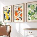 Fruit Market Wall Art Decor Kitchen Lemon Pictures Wall Art Fruit Botanical Prints Poster Orange Green Canvas Kitchen Artwork for Dining Room 12x16 Inch Unframed Set of 3