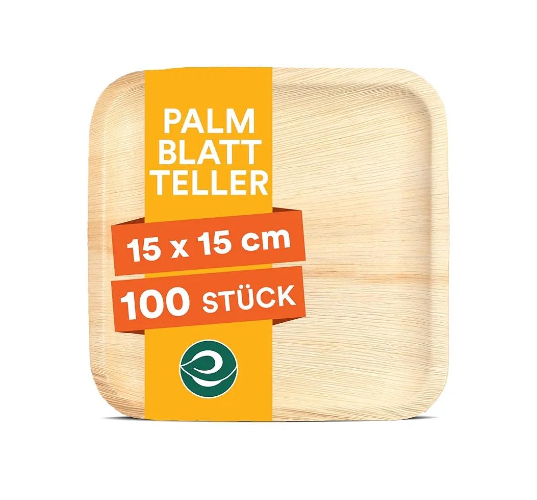 ECO SOUL 100 Count Square Palm Leaf Plates of 6 Inch - Disposable, Eco-Friendly, Biodegradable Bamboo Plates - Perfect for Parties, Catering, Weddings & Large Events