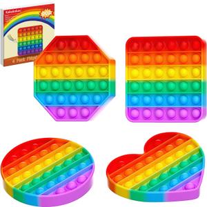 4 Pack Fidget Toys,Pop Fidgets Pack Party Favors for Kids & Adults,Push Sensory Toys Bulk Toddler Toys,Stress Relief Gifts for Easter,Christmas,Birthday,Party Supplies,Classroom