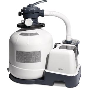 INTEX 2,650 GPH Krystal Clear Sand Filter Pump and Saltwater Pool Chlorine System for Above Ground Pools, Pool Cleaner System with Automatic Timer