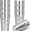 Stainless Steel Drinking Glasses, 19 oz Insulated Tumbler, 8 Pack Double Wall Unbreakable Stackable Water Tumblers Premium Insulated Metal Cup for Travel Camping Home Outdoor Gifts (fire diamond-patterned)