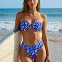 ANRABESS Bikini Sets for Women Bandeau O Ring 2 Piece Swimsuit Floral Halter Tie Back Bathing Suit 2026 Summer Beach Swimwear (Blue, XL)