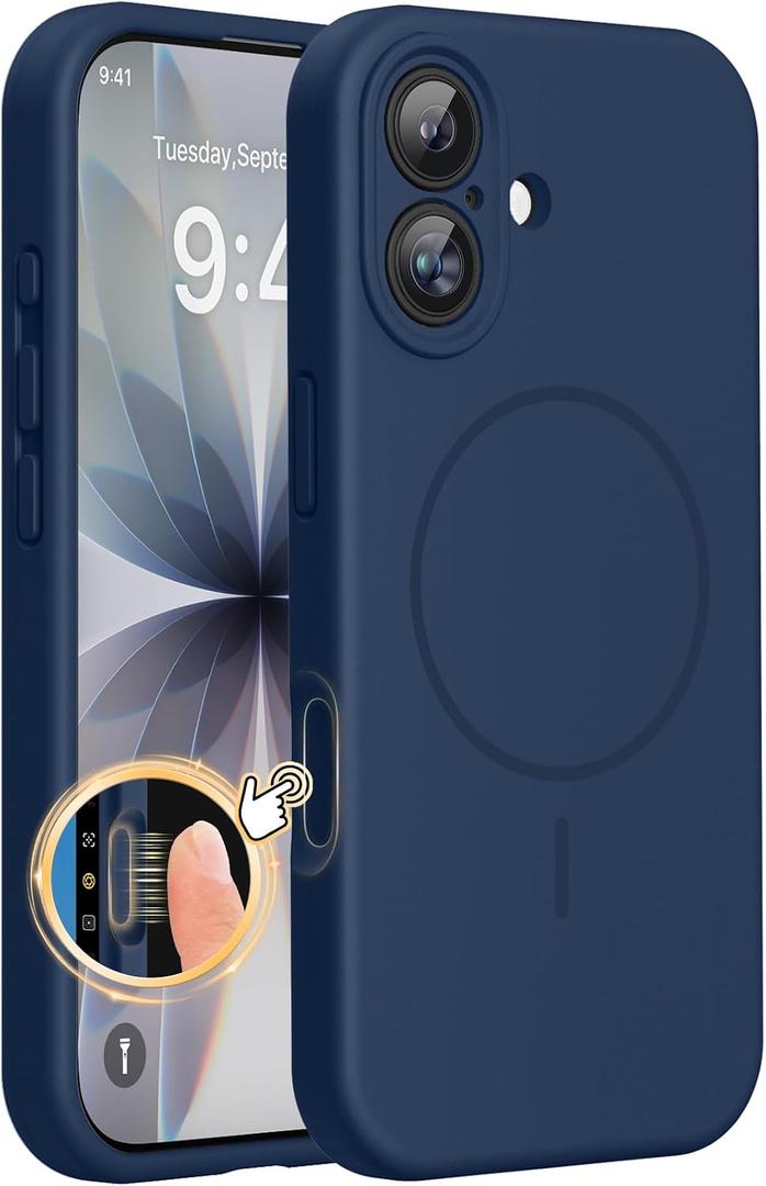 Miracase Magnetic for iPhone 17 Case, Compatible with MagSafe, Integrated Silicone Camera Control Cover, 3.0mm Thicken Shockproof Drop Protection Phone Case for 17,Dark Blue