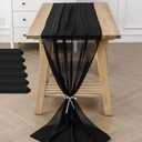 6Pack 10ft Chiffon Table Runner 29x120 Inch Sheer Romantic Table Runner for Wedding Birthday Party Bridal Shower Outdoor Decoration-Black