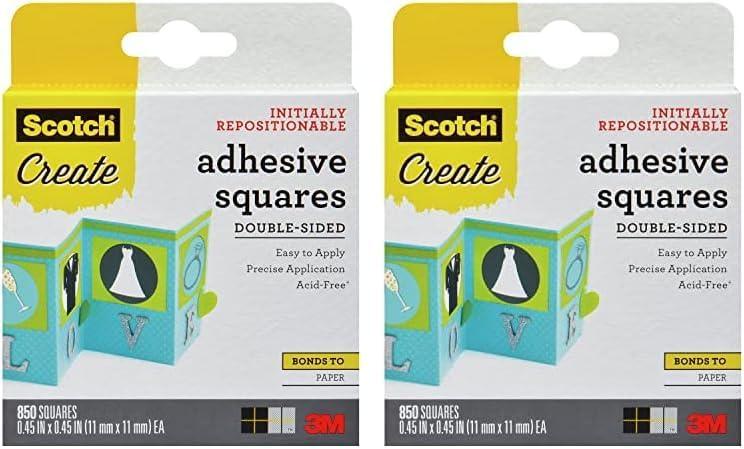 Scotch Adhesive Squares, Repositionable, White, 850 Squares/Pack (Pack of 2)