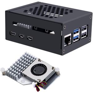 GeeekPi Metal Case for Raspberry Pi 5, with Pi 5 Active Cooler for Raspberry Pi 5 4GB/8GB, Support X1000/X1001/X1003/N04/N05 PCIe Peripheral Board