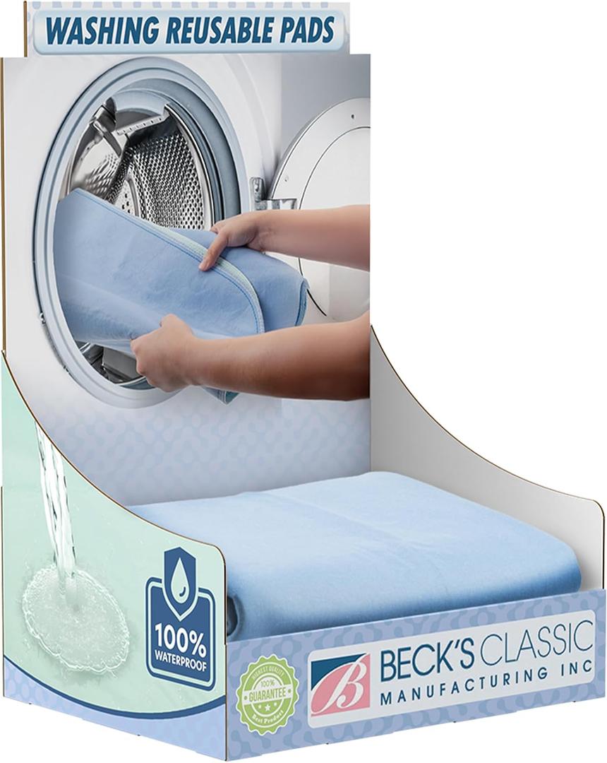 Beck's Classic Washable Underpads, 34 x 36 (2 Pack) - Heavy Absorbency Reusable Bedwetting Incontinence Pads for Kids, Adults, Elderly, Cats or Dogs- Waterproof Pad for Bed, Couch, Sofa, Floor