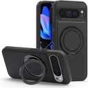 Magnetic Case Designed for Google Pixel 10 Pro XL Premium PU Leather 360 Degree Rotatable Ring Stand Kickstand Rugged Shockproof Phone Cover for Pixel 10 Pro XL (Black)