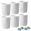 YGJT Small Trash Can, 6 Pack 1.8 Gallons Bathroom Trash Can, Slim Waste Basket, Round Garbage Can, Plastic Trash Bin for Kitchen, Dorm, Bedroom, Office, Living Room, Study, Compact Spaces(White)