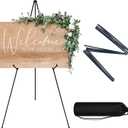 Black Easel Stand for Wedding Sign, Poster Stand for Display, Collapsible Metal Art Easel for Painting, Floor Standing Easels for Birthday, Baby Shower Party, 66 Inch, Supports 6 Pounds, 1 PCS