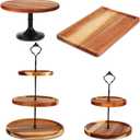 Weysat 4 Piece Wooden Cake Stand Set Wood Dessert Stand, 2 Tier and 3 Tier Rustic Cupcake Stands, Cup Cake Tower, Dessert Display Tray for Baby Shower, Wedding, Birthday Tea Party, Farmhouse Decor