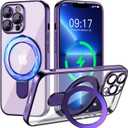 Magnetic for iPhone 13 Pro Case with Invisible Stand[Compatible with MagSafe][Full Camera Lens Protector][Military Drop Protection] Shockproof Not Yellowing Clear Slim Soft for Women Men