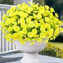 Yastouay Artificial Flowers for Outdoors, 14 Bundles Fake Outdoor Flowers, UV Resistant Artificial Plants & Flowers for Decoration, Yellow Realistic Morning Glory for Outdoor Porch Garden Decoration