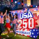6FT 250th Anniversary 4th of July Inflatables Outdoor Decorations Patriotic Blow Up Yard Decorations with LED Lights Fourth of July Memorial Independence Day Party Garden Holiday Outside Decor