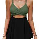 Edelqual Women's Tankini Swimsuits Two Piece Swim Bathing Suit Tummy Control Modest Full Coverage Ruffle Sleeve Swimwear, Small
