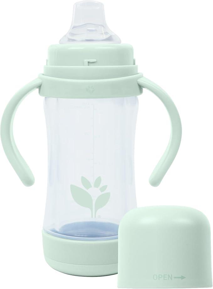 green sprouts® Glass & Sprout Ware® Sip & Straw 5oz., 6mo+, Plant-Plastic, Platinum-Cured Silicone, Dishwasher Safe, Grows with Baby, Tested for Hormones, 5oz, Light Sage