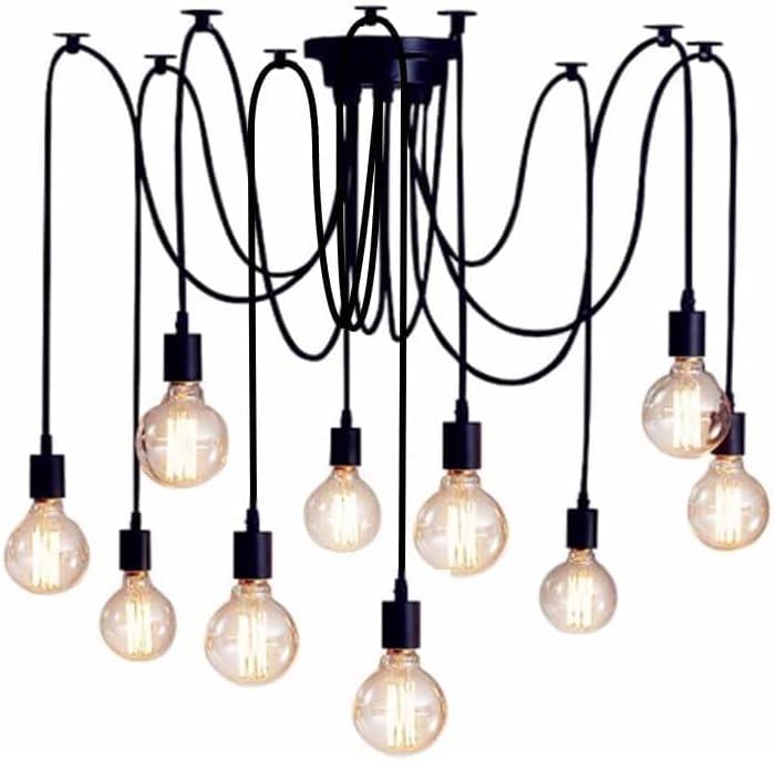 Spider Light Chandelier Spider Pendant Light Fixture Edison Chandelier 10 arms Vintage Industrial Steampunk Hanging Ceiling Multi DIY (10Arms with 78in light cord)