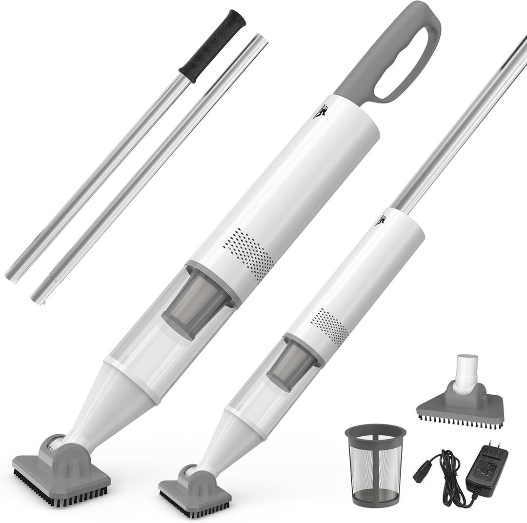 Powerful Pool Vacuum for Above Ground Pool, 16 GPM Handheld Spa Hot Tub Vacuum with Extra Long 98.4" Extendable Pole, 60Mins Cordless Rechargeable Cleaner for Inflatable Pools, Steps, Sand & Debris