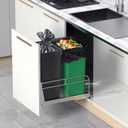 Dual Cabinet Trash Can Pull Out Kit With Soft-Close Slides, Heavy Duty Under Sink for Kitchen, Laundry, Garbage - Requires 17" W X 24" D Opening
