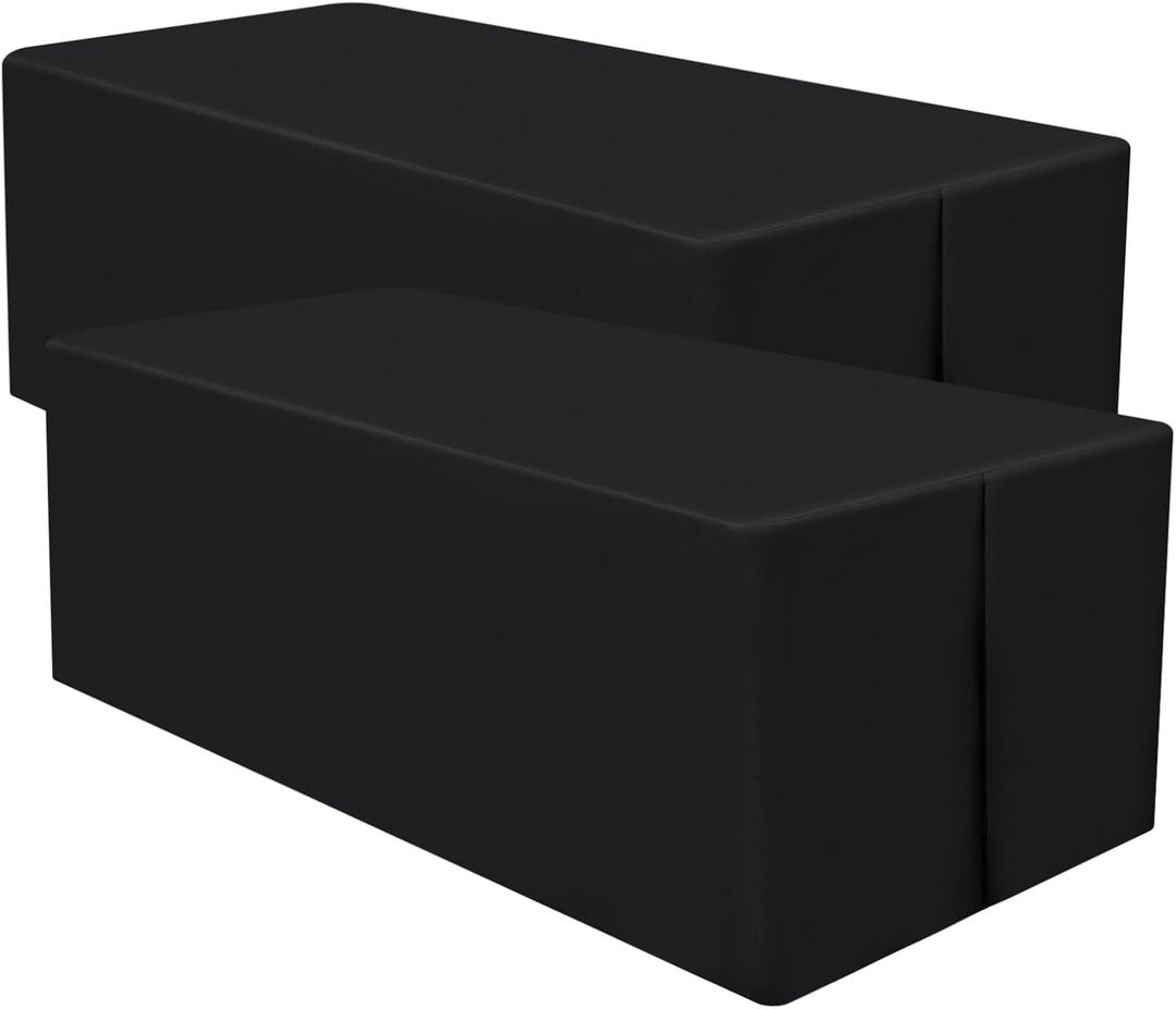 homing 2 Packs Rectangle Fitted Tablecloth, Washable Fabric Table Cloth for 6 Foot Tables, Water Resistant Table Cover for Party, Trade Show, Outdoor and Indoor (Black, 30" x 72")