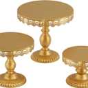 3 PCS Gold Cake Stands (8"&10"&12" Plate), Cupcake Stand With a lace hollow border Metal Cake Stand Set for Birthday Party, Wedding, Anniversary, Baby Shower