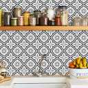 Sevalo Black White Peel and Stick Wallpaper Boho Contact Paper for Cabinets Black and White Geometric Contact Paper Self-Adhesive Removable Wallpaper Kitchen Drawer Liner Waterproof 17.5inW 197inL