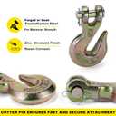 G70 3/8 Chain Hook Heavy Duty Clevis Grab Hook for 3/8 Inch Grade 70 Chain - for Trailer Truck Transport Yellow Chromate Finish (4Pack)