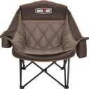Overmont Oversized XL Camping Chair for Adults - 400lbs Support Heavy-Duty Padded Folding Chair with Side Pocket Cup Holder Cooling Bag for Outdoor Sports Garden Beach Fishing Lawn Khaki, 1pc