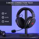 Redragon H858 3-Mode Wireless Gaming Headset, 7.1 Surround Sound, 53 mm Drivers, Memory Foam Ear Pads, Detachable Noise-canceling Microphone, Over-Ear Headphones Works for Phone, PC/PS5/NS, Black