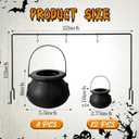 Sawysine 17 Pcs Halloween Witch Cauldron Set with Rack, Large and Mini Plastic Cauldrons, Caramel Apple Dipping Bar Halloween Candy and Dessert Serving Bowls Table Decor(Black Style)