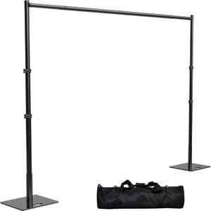 TOCRETOARE Heavy Duty Backdrop Stand, 8x10ft Pipe and Drape Backdrop Stand Kit with Upgrade Clip on Telescopic Poles Frame and Metal Base, Background Holder for Parties Wedding Birthday Photography