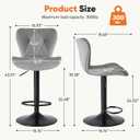Sweetcrispy Modern Bar Stools Set of 4, Adjustable Faux Leather Upholstered Swivel Bar Stools, Counter Height Bar Chairs with Back for Kitchen Island, Grey