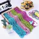 16pcs Teal Plastic Round Beaded Necklaces, 33inch Mardi Gras Party Decoration Supplies