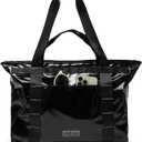 FHELAD Beach Tote Bag for Women Waterproof Sandproof, 15.6" Laptop Compartment, 25L Large Work Shoulder Bag for Office Travel | Zipper is Smooth, Luggage Strap (Black)