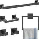 TURS Matte Black 5-Piece Bathroom Hardware Set Towel Bar Set SUS304 Stainless Steel Towel Racks for Bathroom Wall Mounted, 23.6-Inch