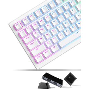 SDYZ x XVX Doubleshot PBT Keycaps 60 75 100 Percent - Shine Through Keycaps, for Mechanical Keyboards, Full 131 Key Set, OEM Profile, Backlit - White