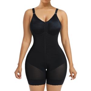 YIANNA Fajas Colombianas Moldeadoras Postpartum Shapewear for Women Tummy Control Butt Lifter Body Shaper with Zipper Crotch (Black, XL)