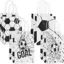 3 x Colodeol 8 Pcs Soccer Themed Party Gift Bags with Handles – Soccer Party Favor Bags, Paper Goodie Bags Treat Candy Bags for Kids Adults Soccer Party Supplies
