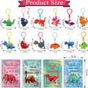 2 x 24 Pack Valentines Day Gifts Cards for Kids Classroom School Valentines Exchange Cards with Dinosaur Keychain for Girls Boys Party Favors Gifts Prizes